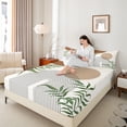 thumbnail image 4 of Homewish Geometric Stripes Circle 3pcs Twin Sheet Sets for Female Men Teens,Vintage Aesthetic Twin Fitted Sheet,Botanical Plants Leaves Breathable Flat Sheet,Breathable Home Decor, 4 of 7