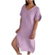 thumbnail image 1 of Vestido de Verano de Manga Corta para las Mujeres Vestido de Sol Sólido con Cuello en V Casual, Vestido de Ventilación de Playa para Imágenes, Uso Diario Y de Fiesta, Poliéster Ligero, 1 of 8