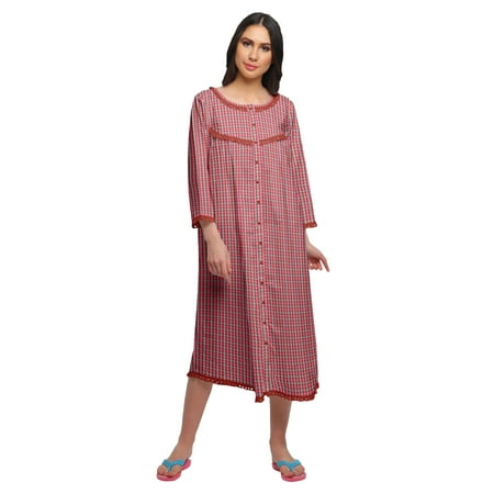 

Moomaya Cotton Printed Button Down Nightdress For Women Nursing Night Gown