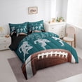 thumbnail image 3 of jejeloiu Teens Rugby Ball 7pcs Bedding Comforter Set,Football Sport Games Queen Bedding Sets For Kids Reversible, 3 of 8