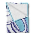 thumbnail image 2 of Octopus Soft Flannel Fleece Throw Blanket, Octopus and in Vintage Style with Lettering Sea Voyage Illustration, Cozy Plush for Indoor and Outdoor Use, 60" x 80", Purple Blue, by Ambesonne, 2 of 5