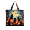 thumbnail image 2 of Shadoumai Halloween Quilted Tote Bag for Women, Pumpkin Black Cat Witch Hat Print Large Spacious Handbag, Reusable Shopping Bag, 2 of 8