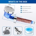 thumbnail image 4 of PHANCIR Hand Held Shower Head, 3 Settings Spray High-Pressure Shower Heads with Filter Beads, Blue, 4 of 7