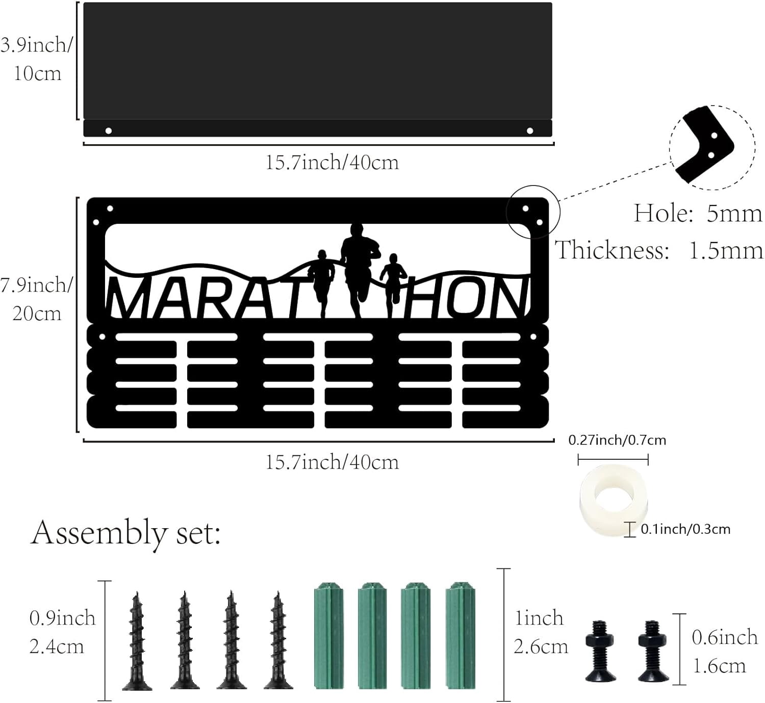 Running Medal Holder Trophy Shelf Medal Hanger Display Wall Mounted Hanging Awards with Shelf Trophy Stand 4 Rows Hold 70+ Medals Gift for Runner Runner Athletes Birthday 15.7x7.9 Inch for DIY