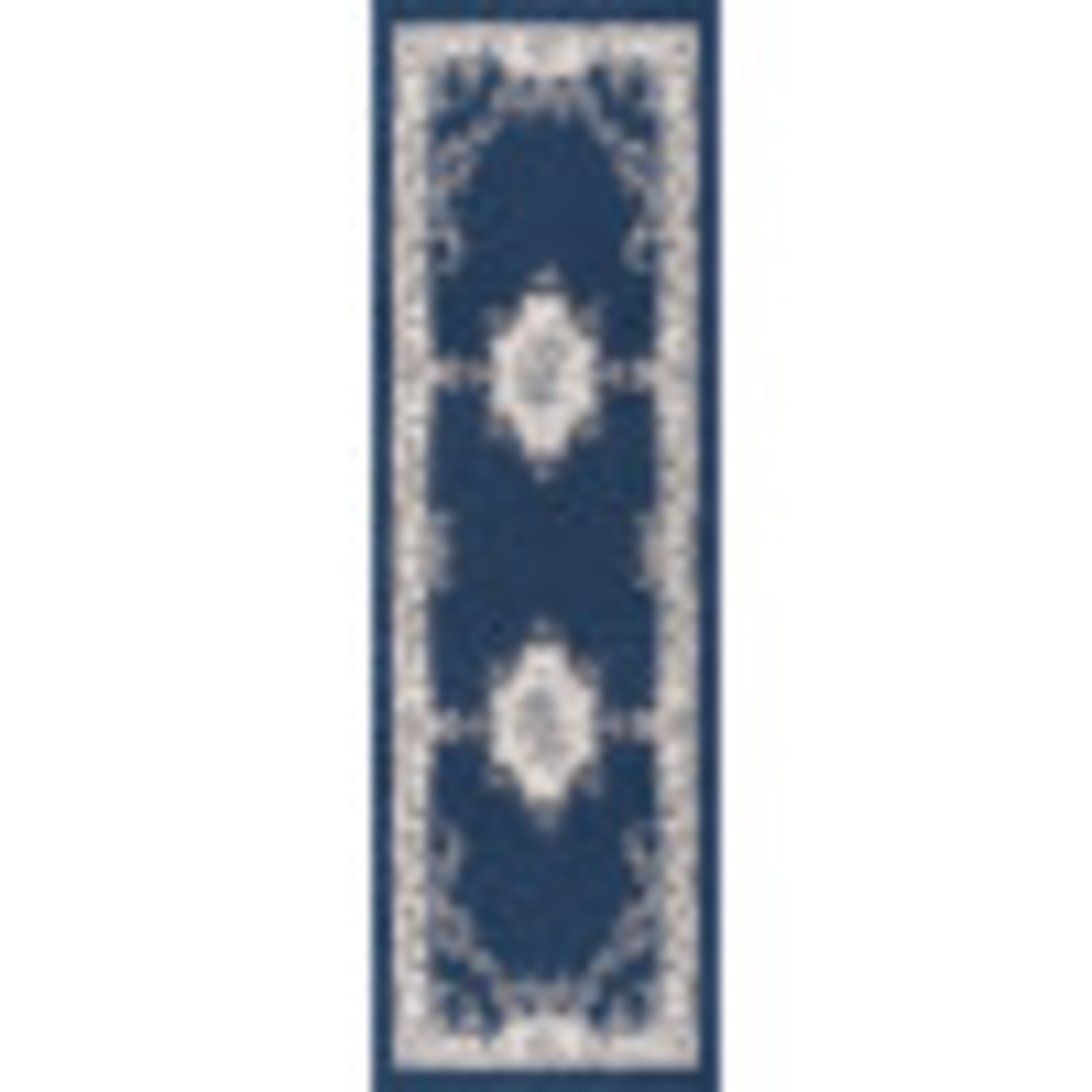 Hampton Traditional 2' x 10' Navy and Gray Polypropylene Indoor Area Rug