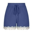 thumbnail image 4 of fatyb Shorts for Womens Drawstring Elastic Waist Lounge Shorts Lace Hem Loose Women's Summer Shorts, 4 of 5