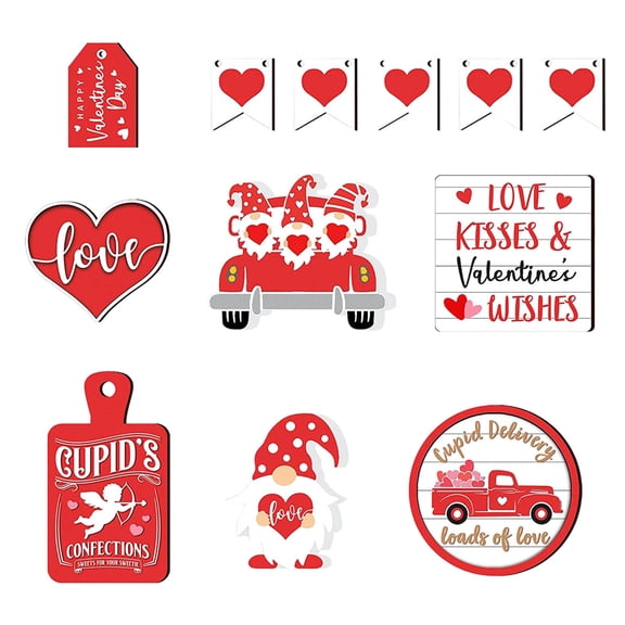 Valentine's Day Decor Set Festive Gnome and Heart Themed Decorations for Home, Office, and Parties