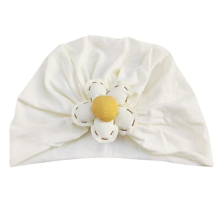 

Toddler Hat Boys Cap Flower Elastics Turban Sun Hat Beige A