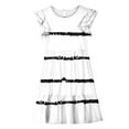 thumbnail image 5 of Avrntaa Cute Ruffle Sleeve Girls Summer Dress Casual Crewneck Swing A-Line Midi Dress for Age 5 to 14, 5 of 8