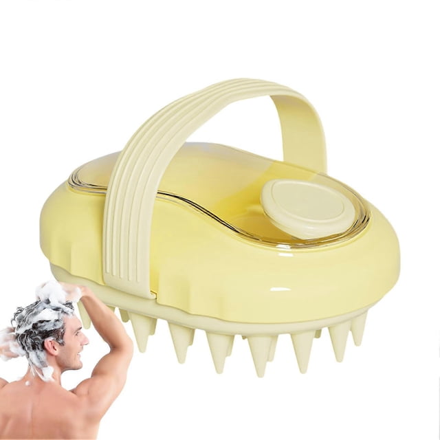 Scalp Massager Shampoo Brush with Soft Silicone Tips for Hair Washing and AntiTangle Care Yellow