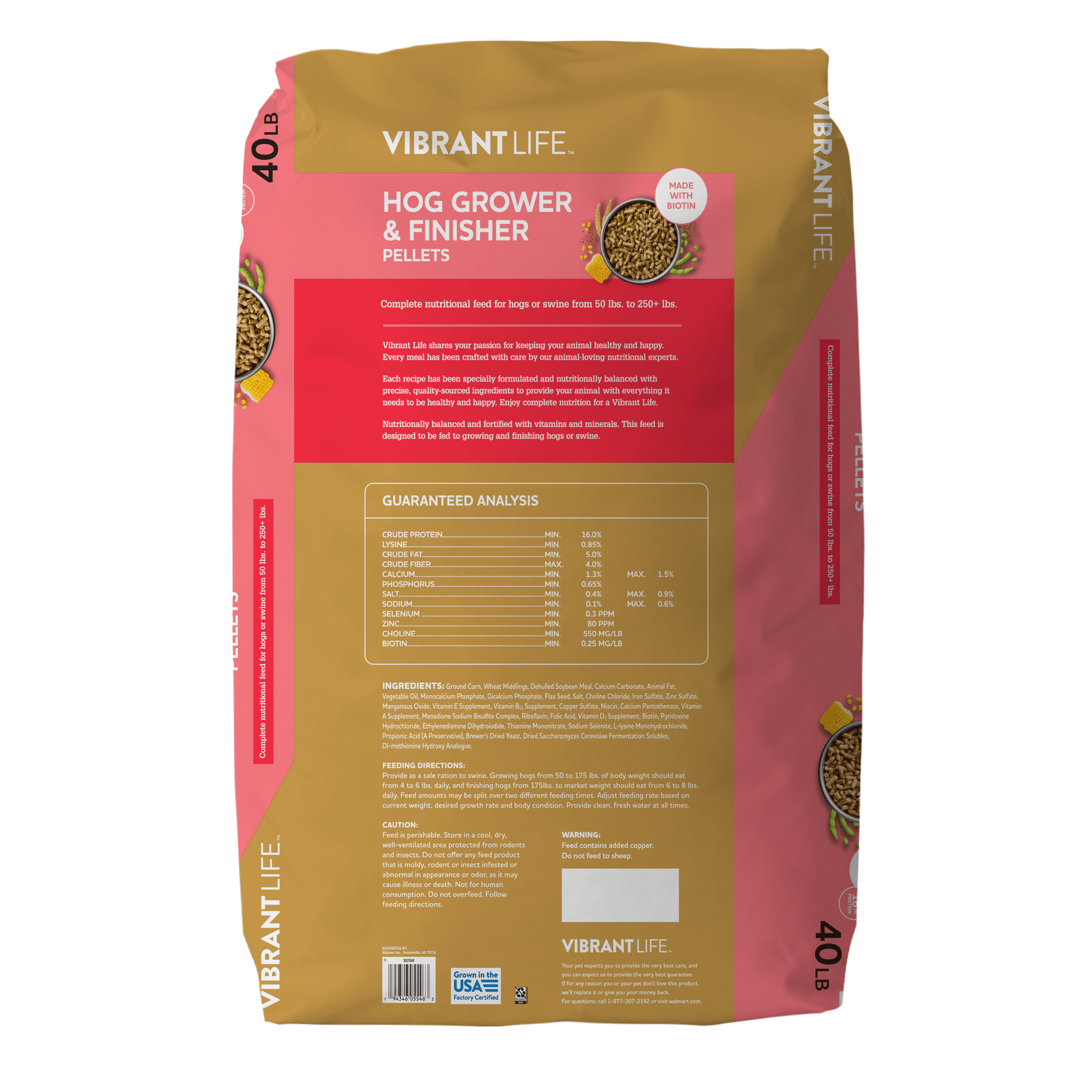 Vibrant Life Hog Grower & Finisher Pellet Feed, 40 lb Bag