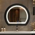thumbnail image 3 of TEWLOSS 24"x28" Round LED Bathroom Mirror Vanity Mirror for Wall Anti-fog 3-Colors Dimmable Black Metal Framed, 3 of 6