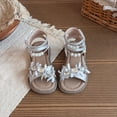 thumbnail image 2 of SGMVNU Toddler Girls Sandals and Pearls Strappy Dress Sandals Open Toe Flat Sandals Summer Shoes for Little/Big Kids Silver Size 10.5-11 Years, 2 of 7