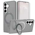 thumbnail image 1 of Asuwish Phone Case for Samsung Galaxy S26 5G Tempered Glass Screen Protector Magnetic Folding Stand Frosted Translucent Rugged Shockproof Protective Cell Cover S 26 26S 26 26S Women Men Grey, 1 of 6