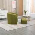 thumbnail image 4 of Mid Century Accent Chair with Ottoman, Upholstered Round Arms Chair with Curved Backrest and Footrest, Comfy Lounge Chair for Living Room, Bedroom, Reading Room, 4 of 7