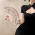 thumbnail image 4 of BAETEUY 8-Inch Sandalwood Folding Fan Chinese Style Hollow Ribs Catwalks Dance Performance Photo Props Portable Summer Wooden Hand Held Fan Party Supplies Gift, 4 of 8