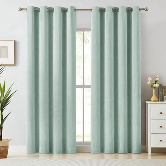 Melodieux Elegant Cotton Window Blackout Curtains Thermal Insulated Grommet Top (1 Panel 52 By 84 Inch Blue)