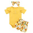 thumbnail image 1 of Conjunto de ropa para niña recién nacida, Pelele de manga corta de verano de Color sólido, pantalones cortos de flores, diadema, traje de 3 uds, ropa infantil para recién nacido Tan Jianjun unisex, 1 of 2