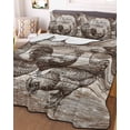 thumbnail image 3 of Quilts Twin Size Bedding Set, Brown Vintage Rooster Lightweight Quilted Comforter, Farmhouse Wooden Chickens Farm Soft Reversible Bedspread Coverlet with Pillow Covers for All Season, 68" x 86", 3 of 7