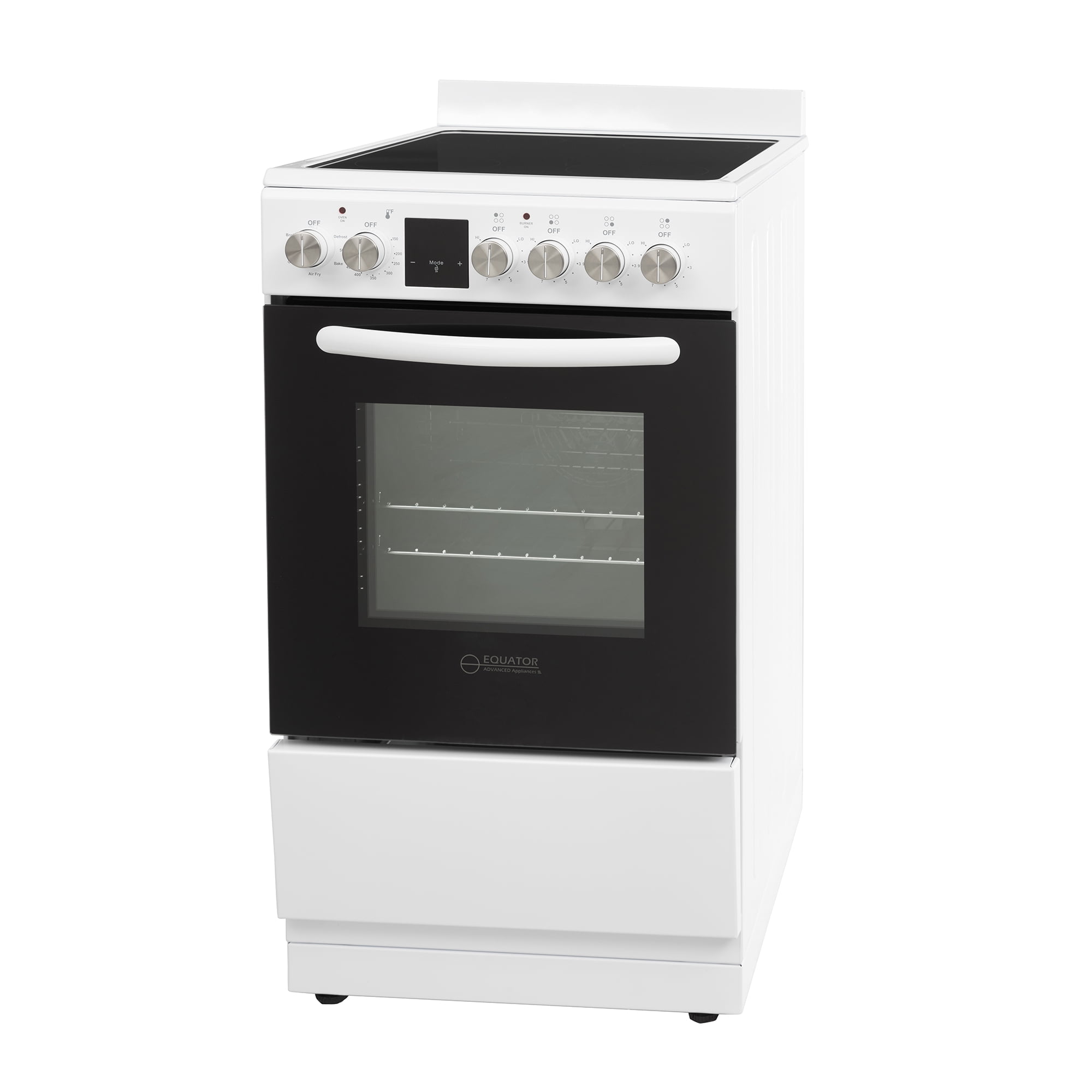 Equator 20" Electric Cooking Range 4 Ceramic Burner CONVECTION OVEN+AIR FRYER White