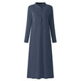thumbnail image 6 of Sexy Dance Women Dress Long Sleeve Maxi Dresses V Neck Casual Holiday Navy Blue S, 6 of 8