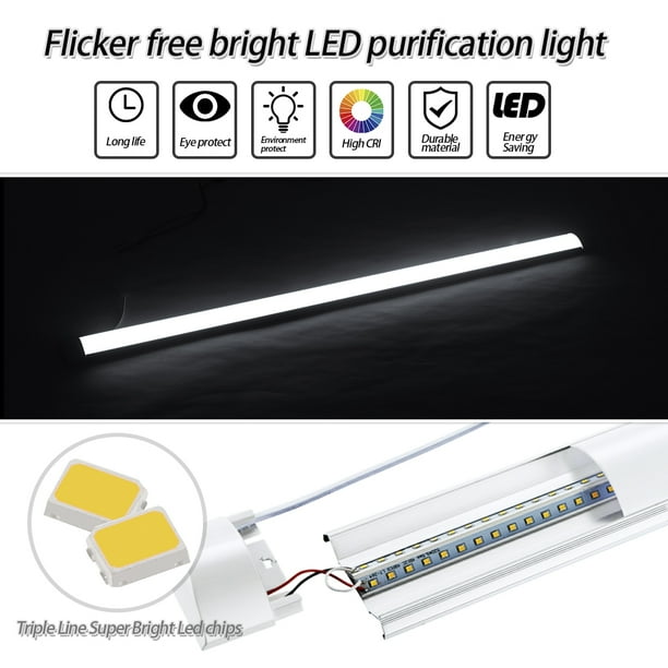 LED Batten Lights,6000k,Super Bright White Light,LED Fixture Garage