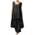 thumbnail image 2 of ICHUANYI Clearance Fashion Women Summer Square-Neck Solid Casual SLeeveless Top+ Pant Set(Black, XL) ICHUANYI WER2023081114447, 2 of 6