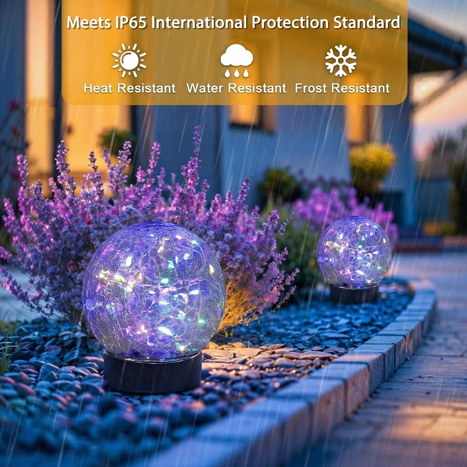 COWIN 4 Pack 3.9'' Solar Globe Lights Outdoor Waterproof ,30 LED Cracked Glass Globe Solar Power Ground Lights,Solar Orbs Outside-Outdoor Decorations Patio & Yard Lawn Backyard Decor(Multicolor)