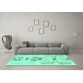 thumbnail image 3 of Ahgly Company Indoor Square Abstract Turquoise Blue Modern Area Rugs, 3' Square, 3 of 4