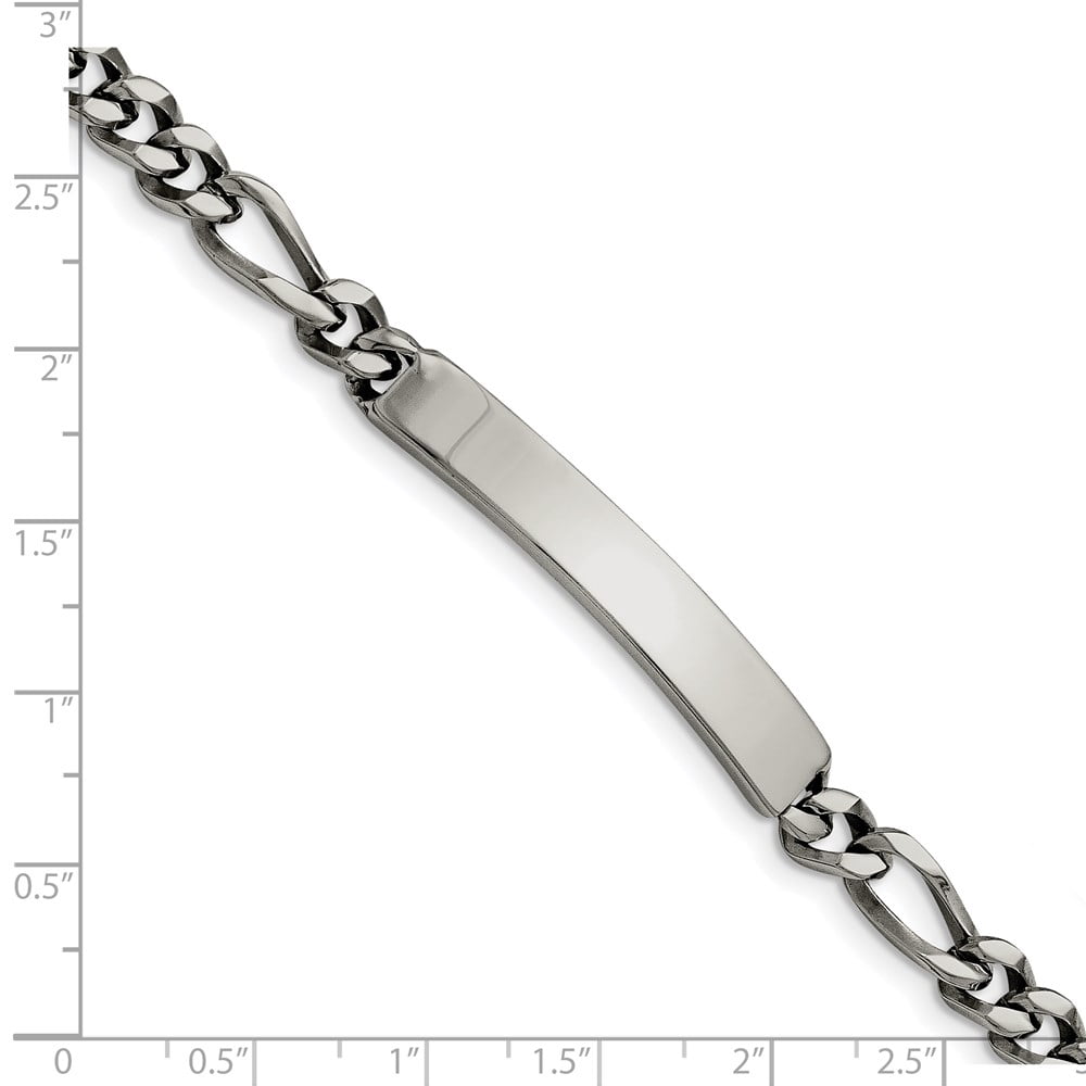 Stainless Steel Bracelet ID Figaro Men's 7 mm 8.25 in Chisel Polished Chain