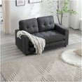 thumbnail image 6 of JERFIT Modern Velvet Convertible Sofa Bed 3-in-1 Sleeper Futon with Storage Pockets for Small Space, Dark Gray, 6 of 10