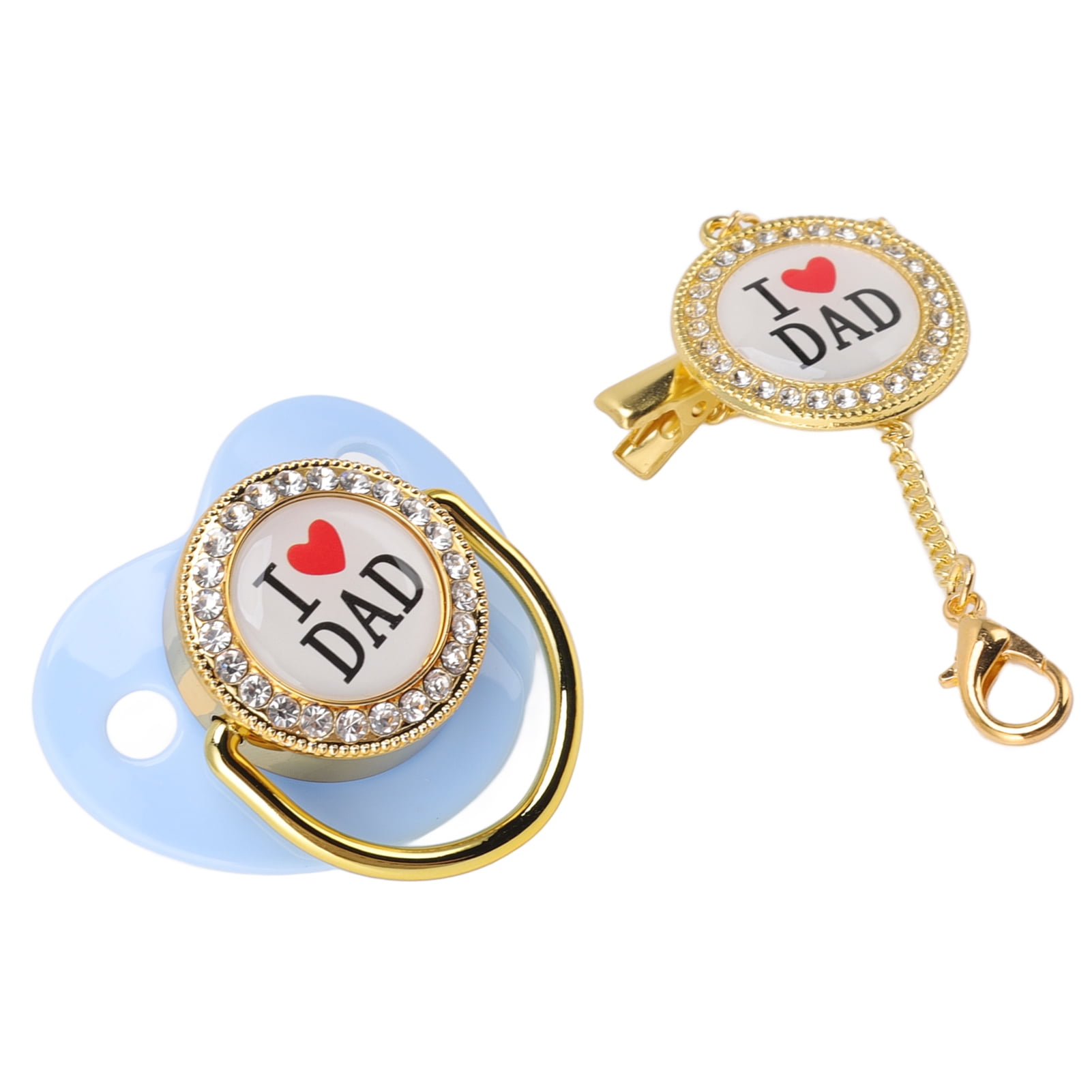 NFTIGB Silicone Baby Pacifier BPA Free Rhinestone Design Infant Soother for 6 to 18 Months Old Newborns, Wide-Neck Anti-Colic Vent Breast-Like Soft M Size, Blue (2.75 inches / 7 cm)