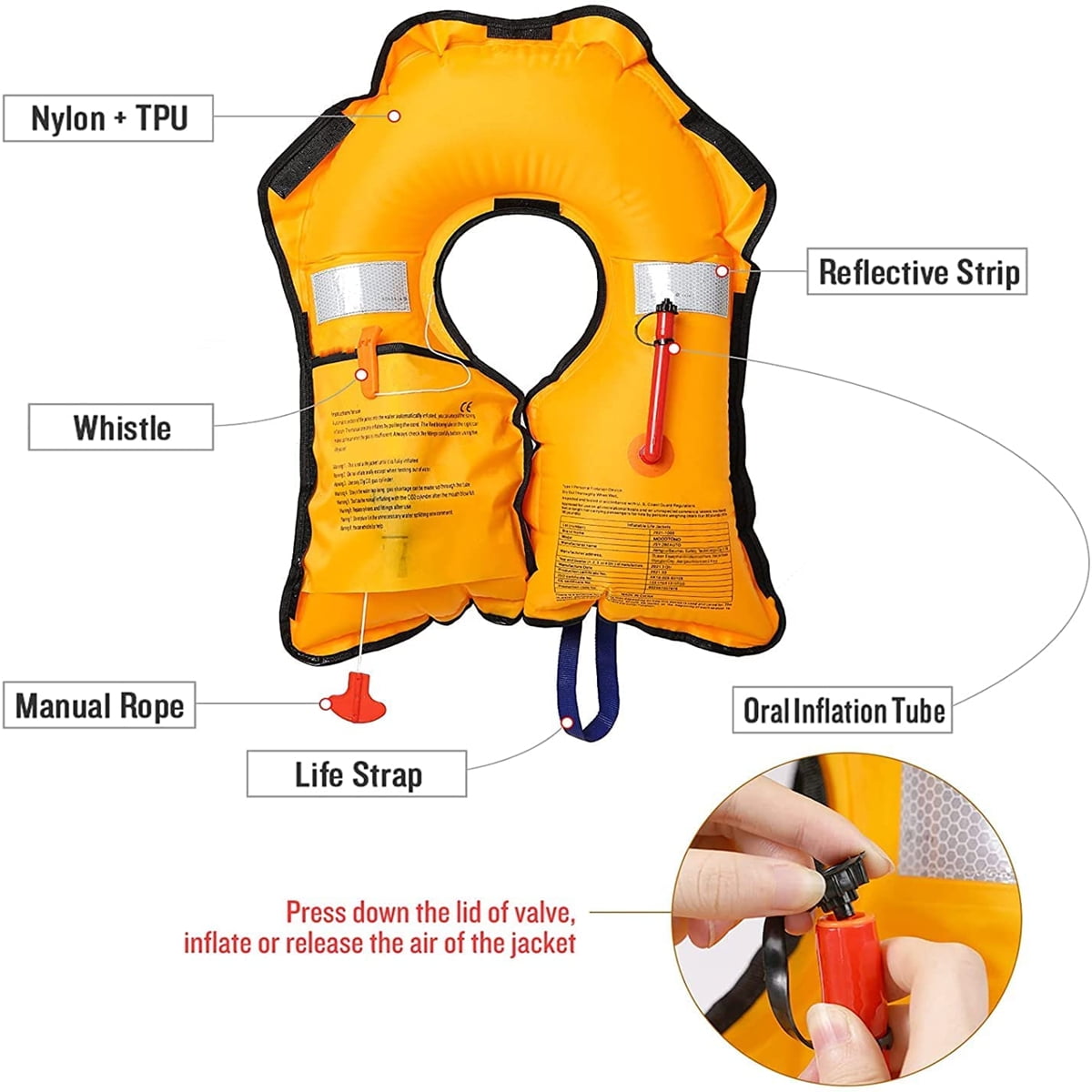 Magicorange 2 Pack Automatic Inflatable Life Jacket with Whistle, Adult Adjustable PFD Preserver Vest for Boating, Fishing, Sailing, Swimming