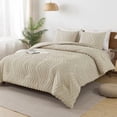thumbnail image 7 of Light Khaki Comforter Set Queen Size, Boho Soft Warm Tufted Bedding Comforter Sets for Queen Size Bed, 3 Pieces Aesthetic Chevron Farmhouse Cute Bohemian Textured Bed Set, 7 of 7