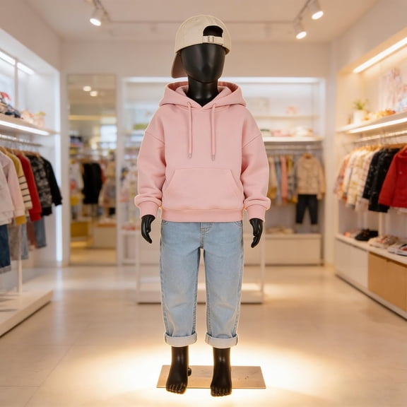 Kinbor Child Mannequin, Black Children Dress Form Mannequins, Kids Mannequins Full Body 43.3 Inches, Realistic Detachable Manikin Body Display with Metal Base