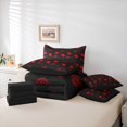 thumbnail image 6 of jejeloiu Chic Love Print 7-Piece Twin Bedding Set Bohemian Hearts Red Black Breathable Reversible Decor For Kids, 6 of 8
