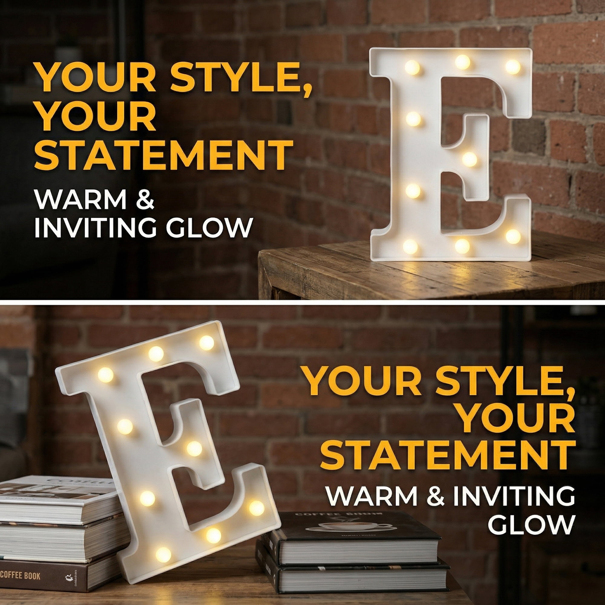 Unique Bargains Marquee Letters With Lights LED Light Up Signs Letter  E 6.5"L x 1.5"W x 8.5"H