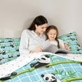 thumbnail image 4 of Castle Fairy Animal Panda 3-Piece Full Size Comforter Sets,Botanical Plants Bedding Comforter Set,Geometric Plaid Lightweight Bedding Sets,Breathable Kawaii Home Decor,Reversible, 4 of 8