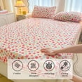 thumbnail image 5 of Floral Bow Printed Muslin Bed Sheet Set,Soft Breathable Cotton Fabric Fitted Sheet,Stylish Bedding Cover for Dorm Bedroom Household Sleeping Decor,79x59 Inch, 5 of 6