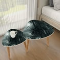 thumbnail image 3 of Triangle End Tables Set of 2 Bamboo Ink Art Delicate Light Shadow Interplay Small Coffee Table, Tea Table, Nesting Tables for Living Room, 3 of 5