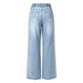 thumbnail image 4 of TSHXS Kids Jeans Little Girls Light Wash Loose Denim Pants Vertical White Side Stripes Light Weight Casual Jeans for Fall Spring（Blue,12-13 Years）, 4 of 5