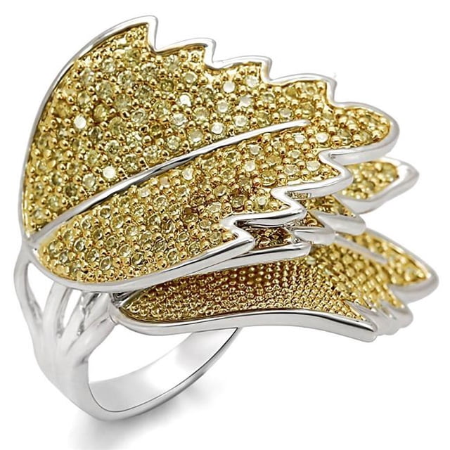 Bague en Laiton Bicolore Inversée avec AAA Grade CZ&44; Vert Pomme - Taille 8