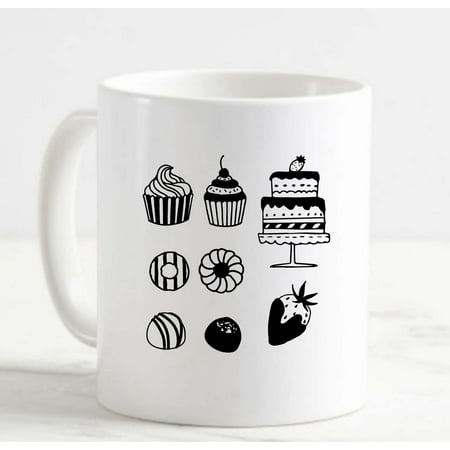 

Coffee Mug Desserts Sweet Tooth Cupcake Truffle Baking Confections Cookies White Coffee Mug Funny Gift Cup