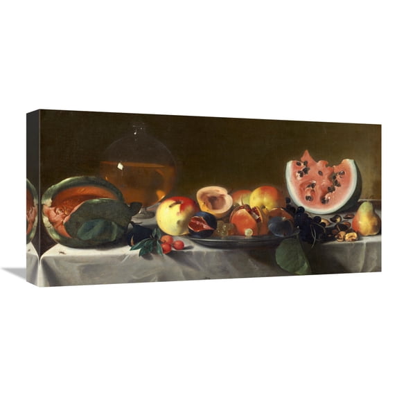 Global Gallery's 'Still Life with Fruit and Carafe' by Pensionante del Saraceni Stretched Canvas Wall Art