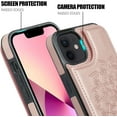 thumbnail image 6 of for iPhone 12 Case with Card Holder and Kickstand Heavy Duty Protective Durable Leather RFID Blocking Shockproof Slim Credit Card Slot Wallet Case for iPhone 12 for Women&Girls(Rose Floral), 6 of 14