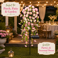 thumbnail image 4 of Artificial Hanging Flowers for Outdoors, Solar LED Fake Hanging Plants, No Fade Morning Glory Faux Flowers for Porch, Railings, Patio and Garden Decor, 4 of 13