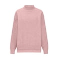 thumbnail image 4 of Zedker Casual Women'S High Neck Long Sleeve Thermal Pullover Knitted Sweaters,Comfortable Loose Elastic Cuffs Fall Outfits,Pink,Free Size, 4 of 6