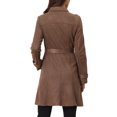 thumbnail image 3 of Unique Bargains Women's Winter Faux Suede Button Front Belted Trench Coat S Dark Brown, 3 of 5