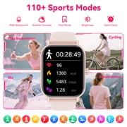 Mingwear 1.85-Inch Mens and Womens smartwatch fits for Android and iPhone Devices with Fitness Tracker, Pedometer, Answer/Call/120 Sport Modes, IP68 Waterproof Fitness Watch (Pink)
