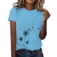 thumbnail image 2 of WCJM Women's Casual Short Sleeve T Shirt Tassels Sleeves Blouse Women's Short Sleeve T-Shirt Women's Spring Round Neck Dandelion Printed Loose Casual Short Sleeved T Shirt, 2 of 5